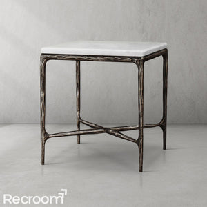 Thaddeo Marble Square Side Table 18" 22" - Zonesus