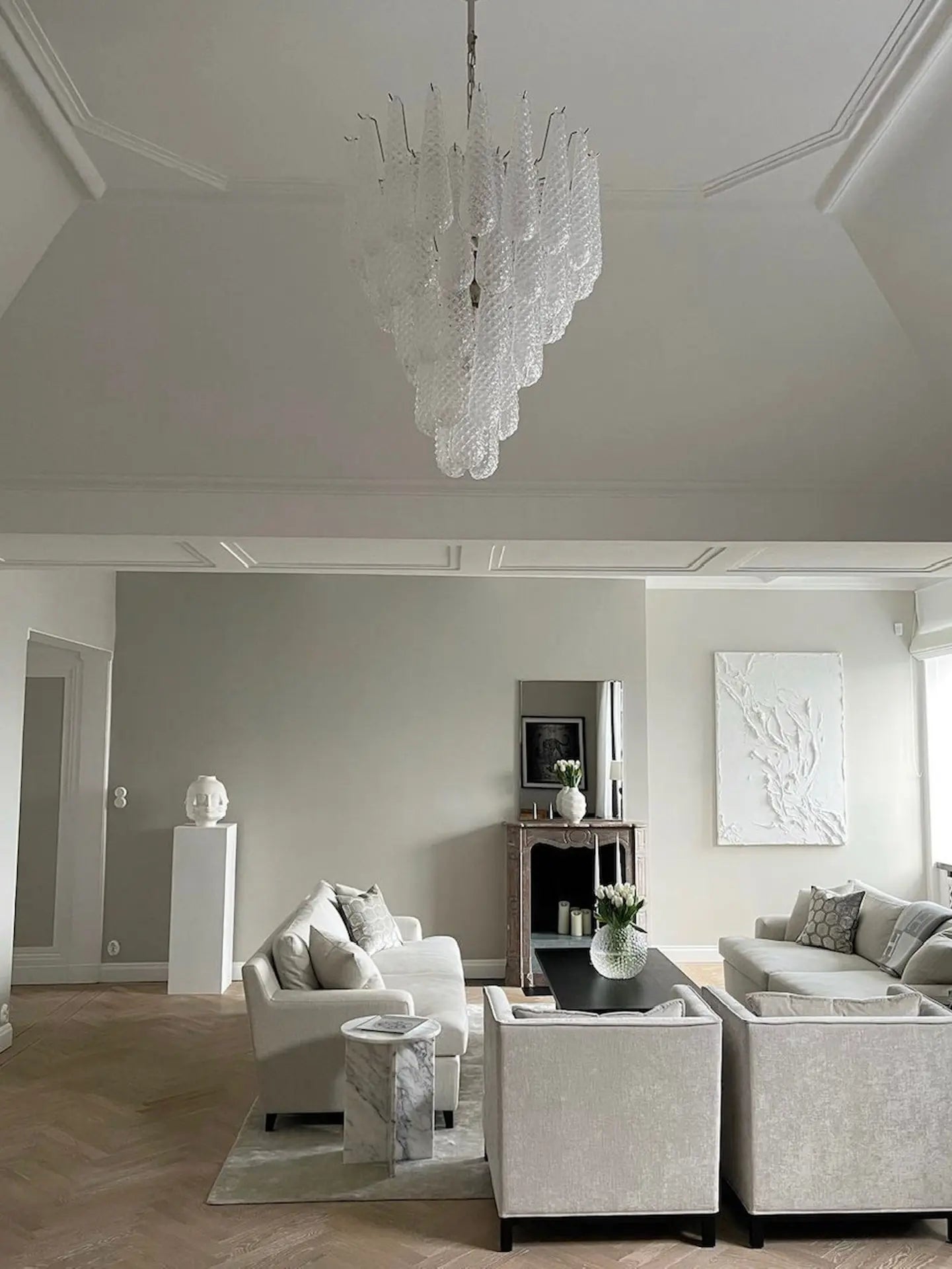 Murano Chandelier – Drop – 52 glasses – Transparent - Zonesus