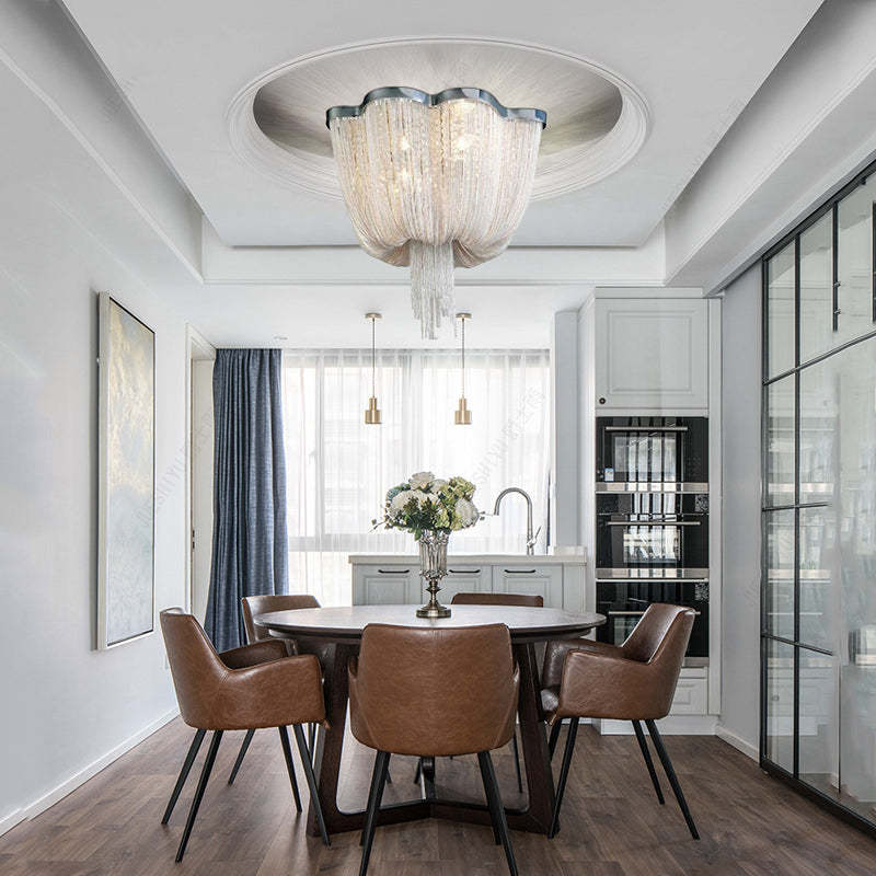 Tassel Ceiling Light Post-Modern Chandelier Aluminum Chain Light - Zonesus