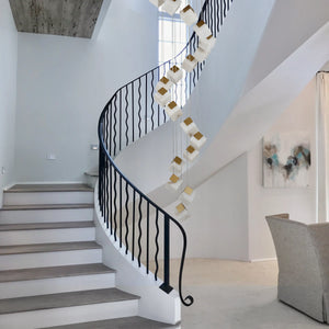 Dave Alabaster High Ceiling Staircase Chandelier 24"D