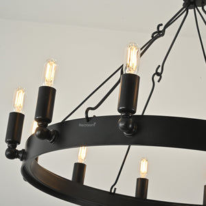 Caminon Vintage Filament Round Chandelier 26" - Zonesus