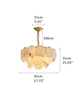 Modern Large Tier Alabaster Chandelier Wide 36" Lacquer Brass Metalwork for Foyer Decor