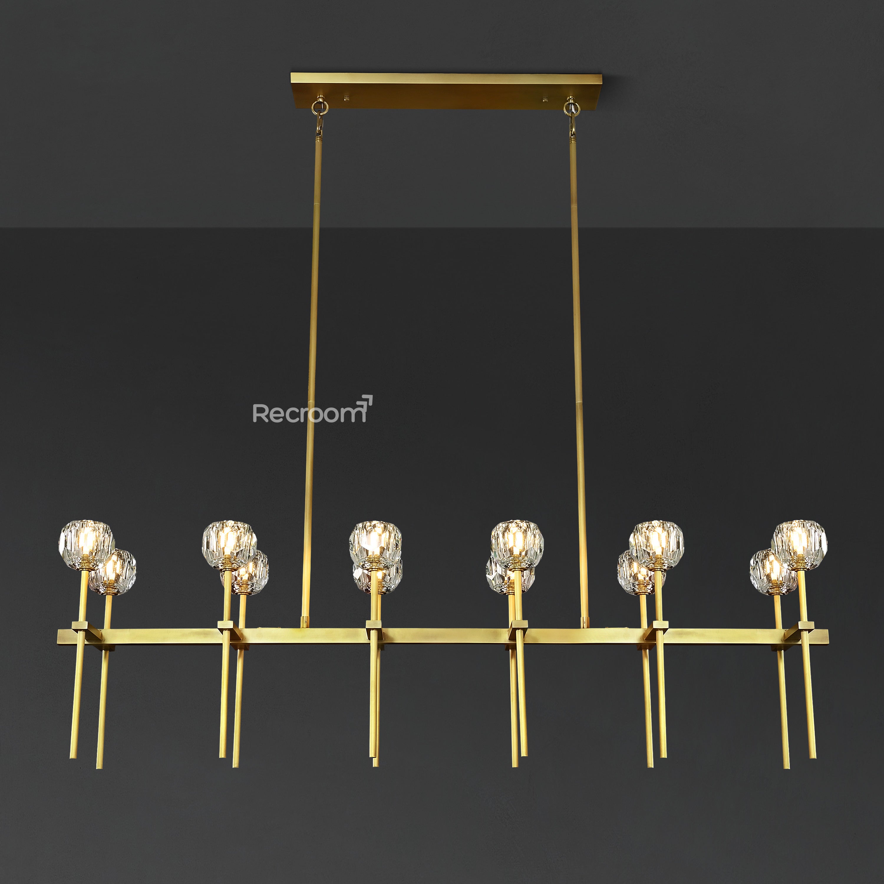 Boulew Crystal Glass Double Linear Chandelier 60" - Zonesus