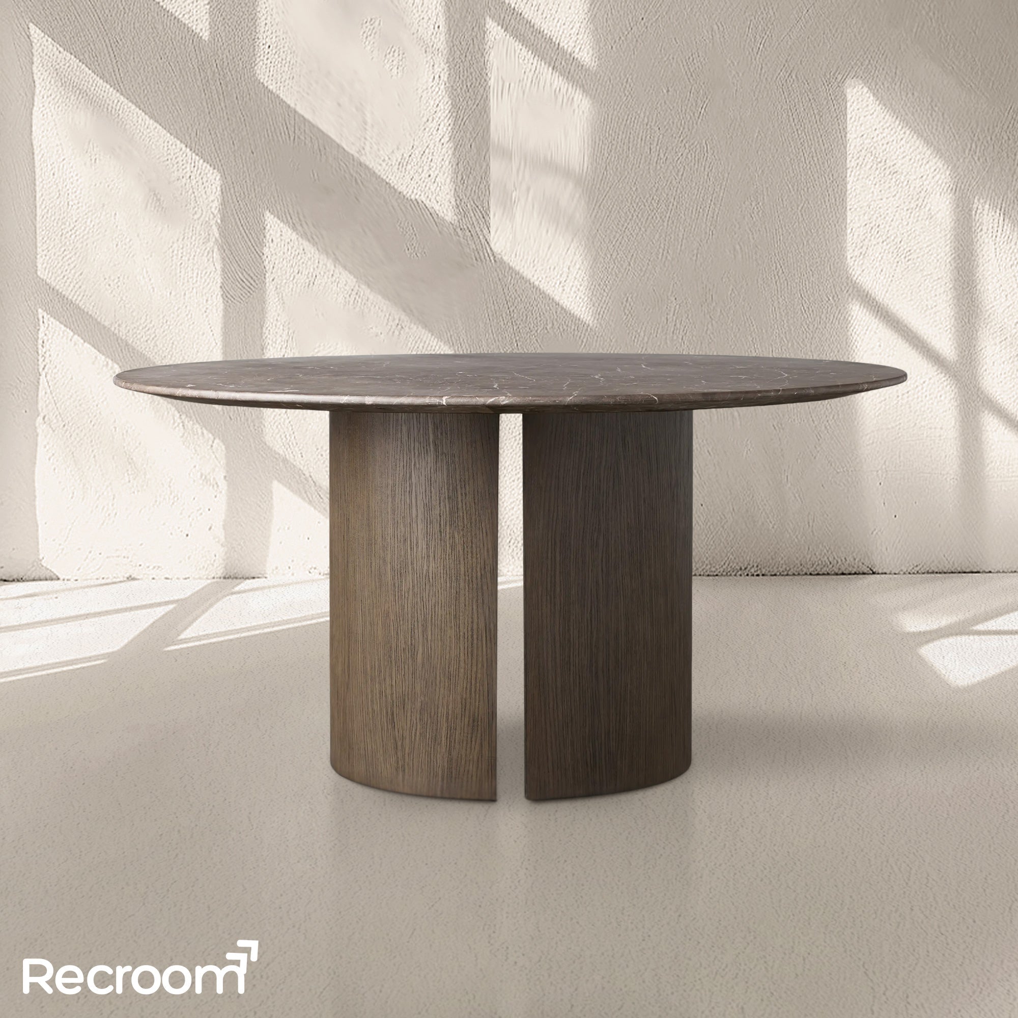 San Germani Round Stone Dining Table with Dauphine Base - Zonesus
