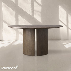 San Germani Round Stone Dining Table with Dauphine Base - Zonesus