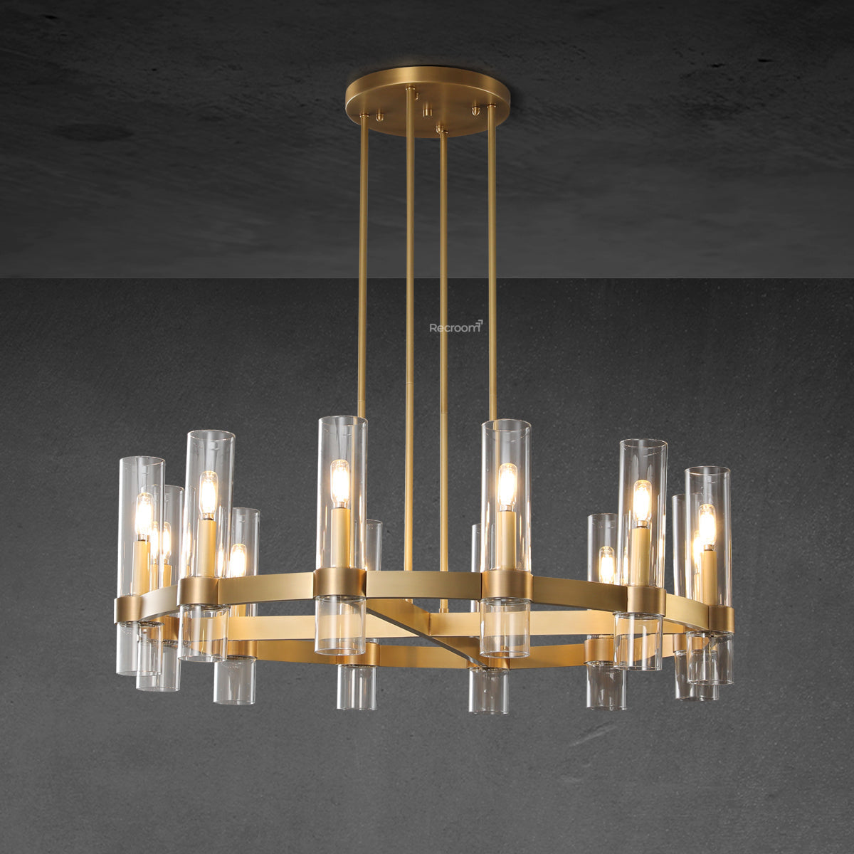 Manory Glass Round Chandelier 36" - Zonesus