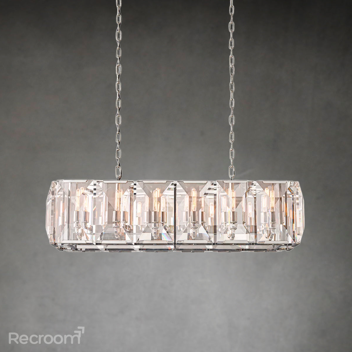 Harllow Multi Crystal Rectangular Chandelier 42“ 54” 62“ 74” - Zonesus