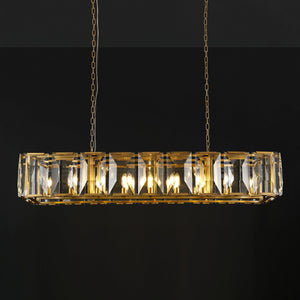 Harllow Multi Crystal Rectangular Chandelier 42“ 54” 62“ 74” - Zonesus