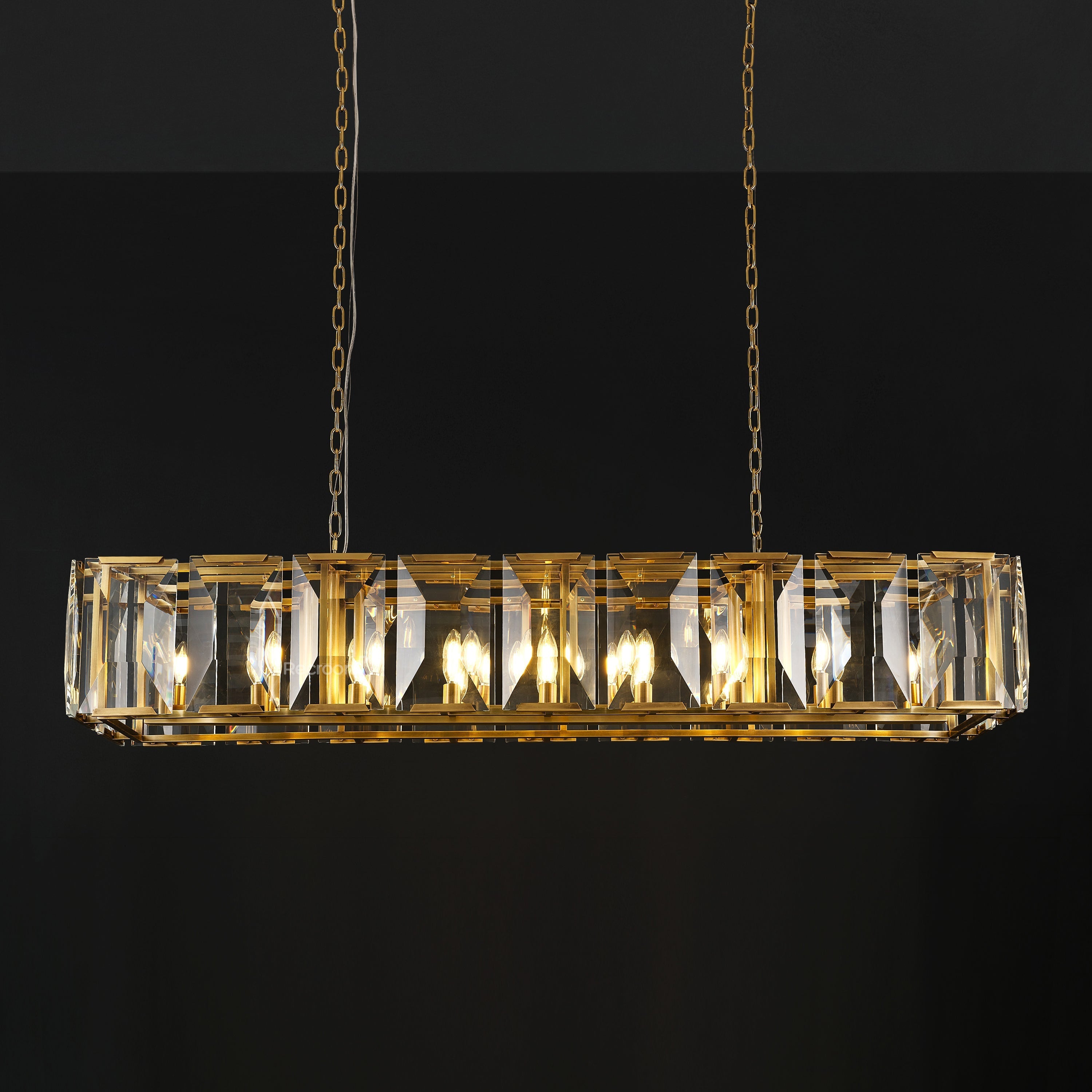 Harllow Multi Crystal Rectangular Chandelier 42“ 54” 62“ 74” - Zonesus