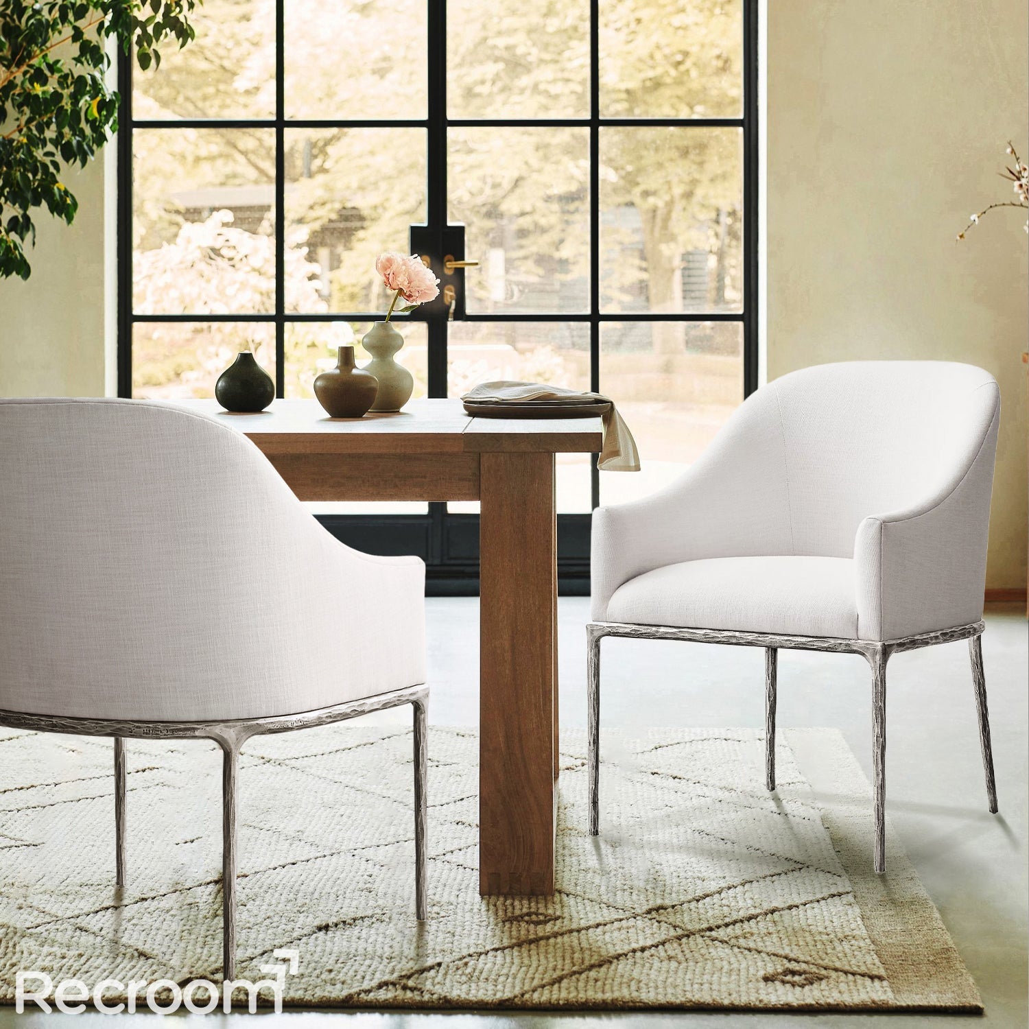 Thaddeo Slope Fabric Dining Armchair - Zonesus