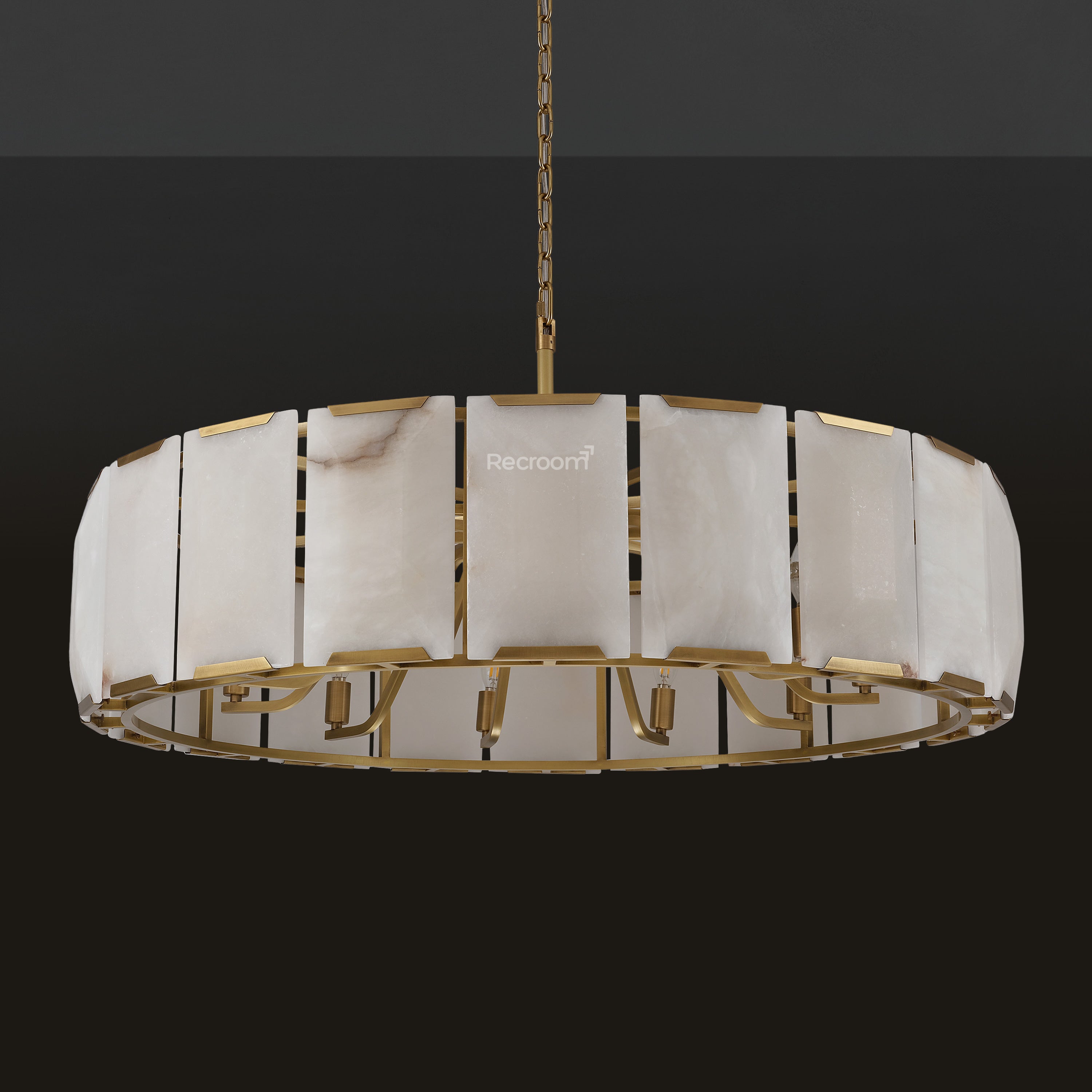 Harllow Calcite Round Chandelier 43" - Zonesus