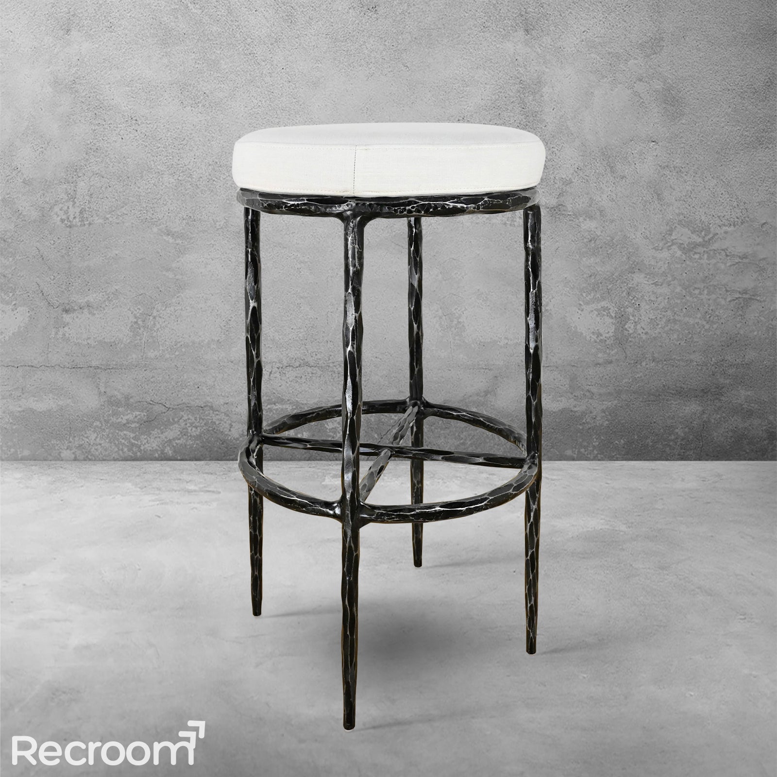 Thaddeo Backless Fabric Swivel Stool - Zonesus