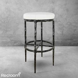 Thaddeo Backless Fabric Swivel Stool - Zonesus