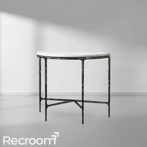 Thaddeo Marble Demilune Console Table - Zonesus