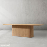 Muelho Pedestal Rectangular Wood Dining Table - Zonesus