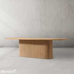 Muelho Pedestal Rectangular Wood Dining Table - Zonesus