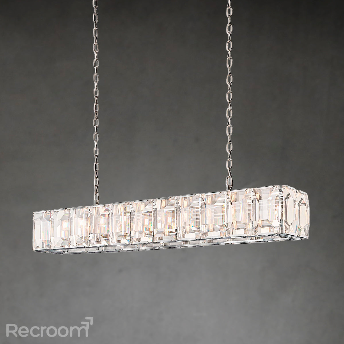 Harllow Multi Crystal Rectangular Chandelier 42“ 54” 62“ 74” - Zonesus