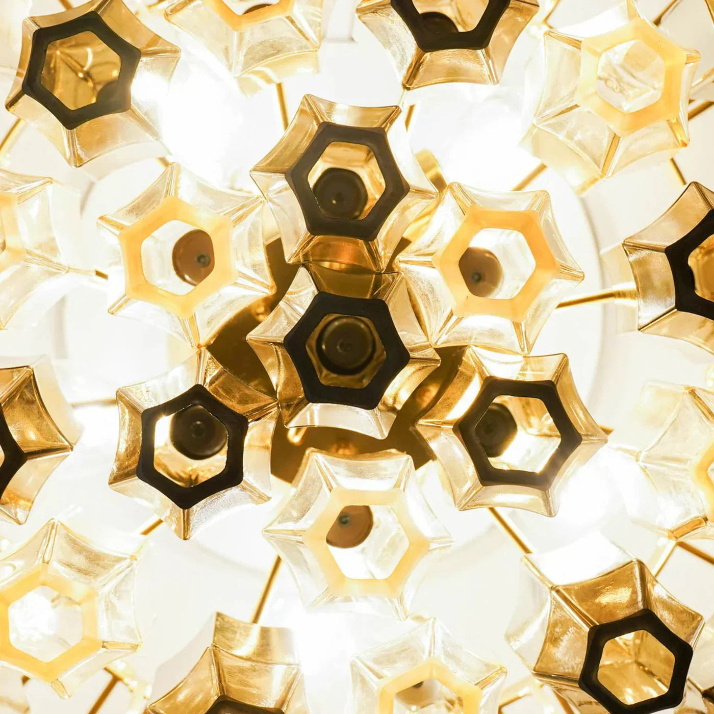 Prismatico 91 Elements Amber And Taupe Compact Glass Chandelier 25" - Zonesus