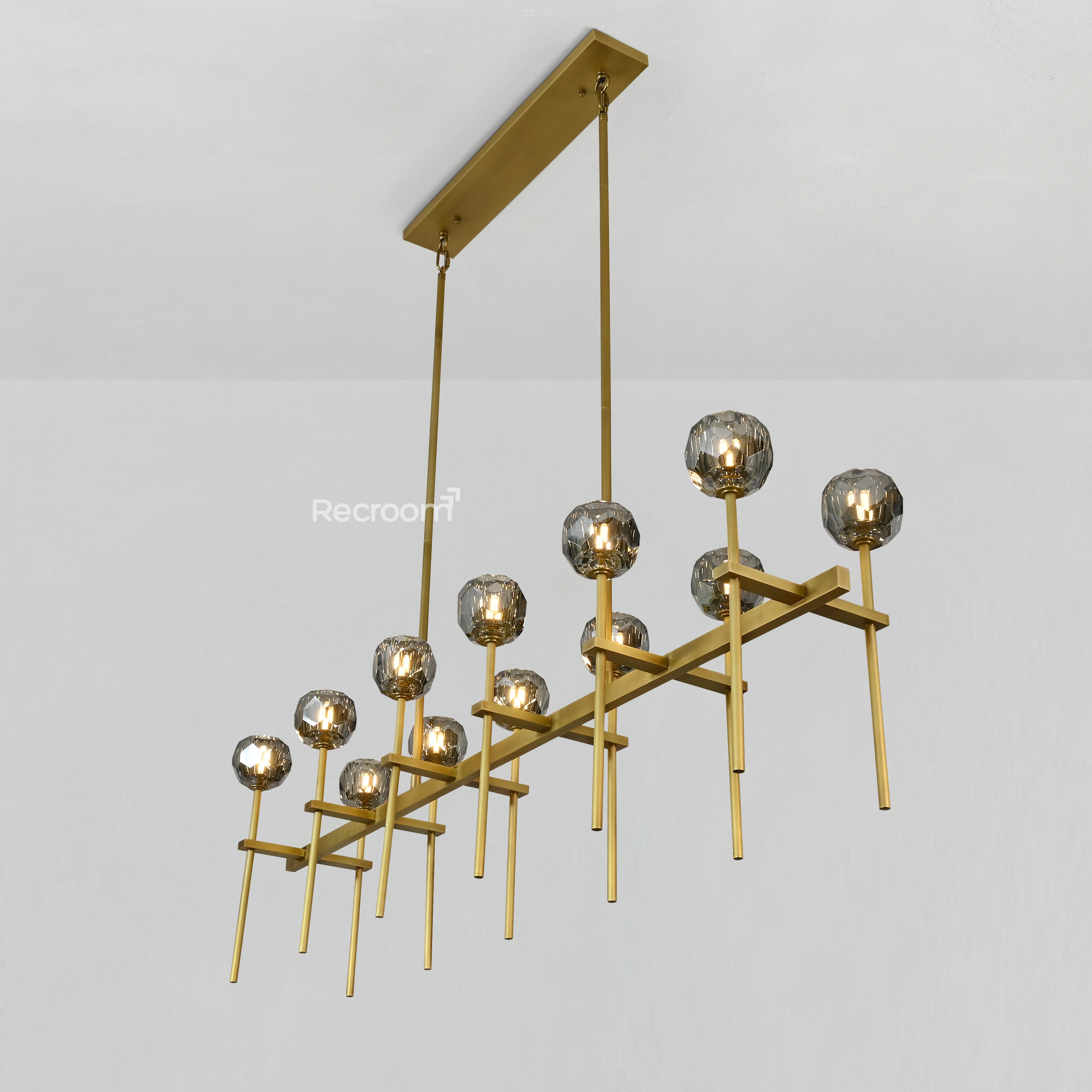 Boulew Crystal Glass Double Linear Chandelier 60" - Zonesus