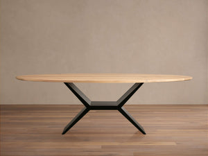 Jacob Oval Dining Table with Vertex Base in Flax Oak - Zonesus