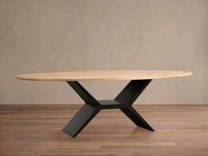 Jacob Oval Dining Table with Vertex Base in Flax Oak - Zonesus