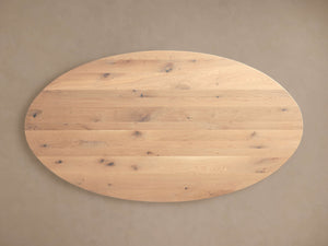 Jacob Oval Dining Table with Vertex Base in Flax Oak - Zonesus