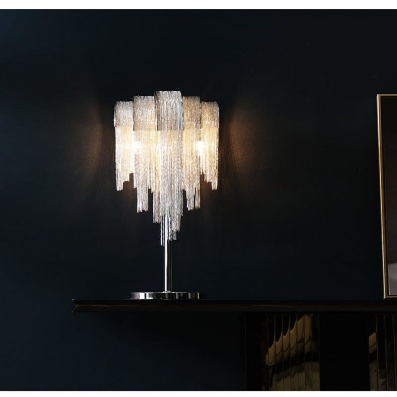 Alisa Luxury Hardware Aluminum Chain Tassel Table Lamp - Zonesus