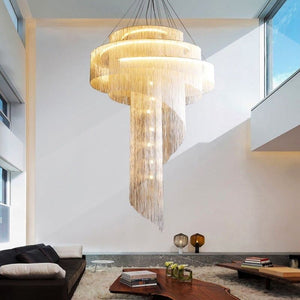 Alisa Luxury Aluminum Chain Tassel Ring Multilayer Chandelier - Zonesus