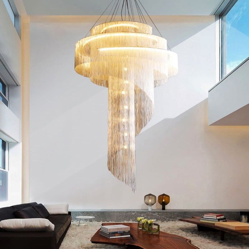Alisa Luxury Aluminum Chain Tassel Ring Multilayer Chandelier - Zonesus