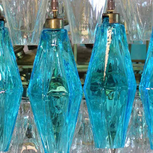 Murano Chandelier – Poliedri – 140 glass – Transparent/Blue - Zonesus