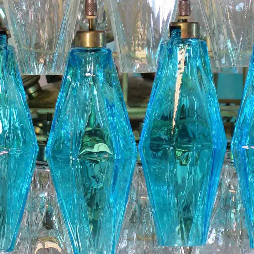 Murano Chandelier – Poliedri – 140 glass – Transparent/Blue - Zonesus