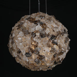 Cervine Modern Clear & Smoky Rock Crystal Ball Pendant Light - Zonesus