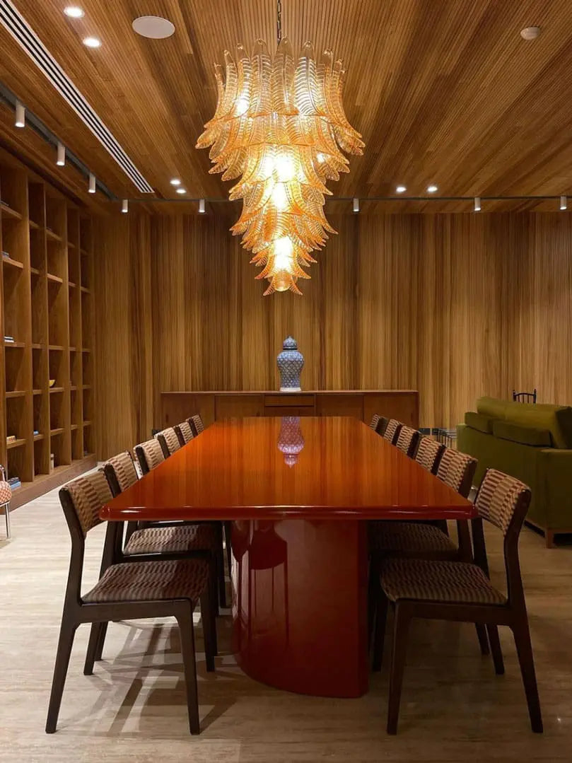 Murano Chandelier – 52 glass leaves – Amber - Zonesus