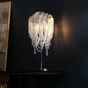 Alisa Luxury Hardware Aluminum Chain Tassel Table Lamp - Zonesus