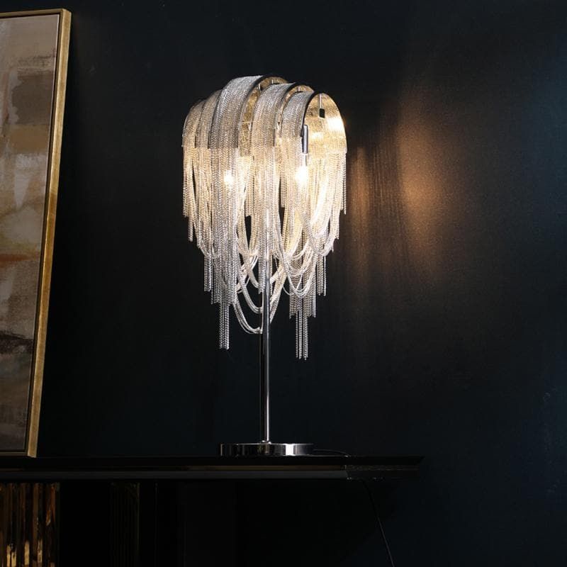 Alisa Luxury Hardware Aluminum Chain Tassel Table Lamp - Zonesus