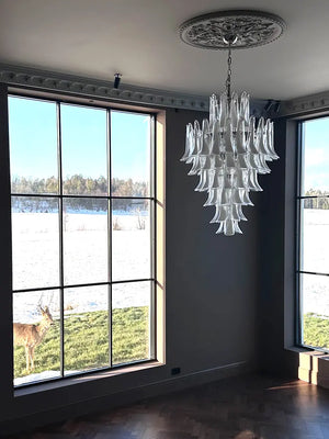 Murano Chandelier – 85 petals – White/Transparent - Zonesus