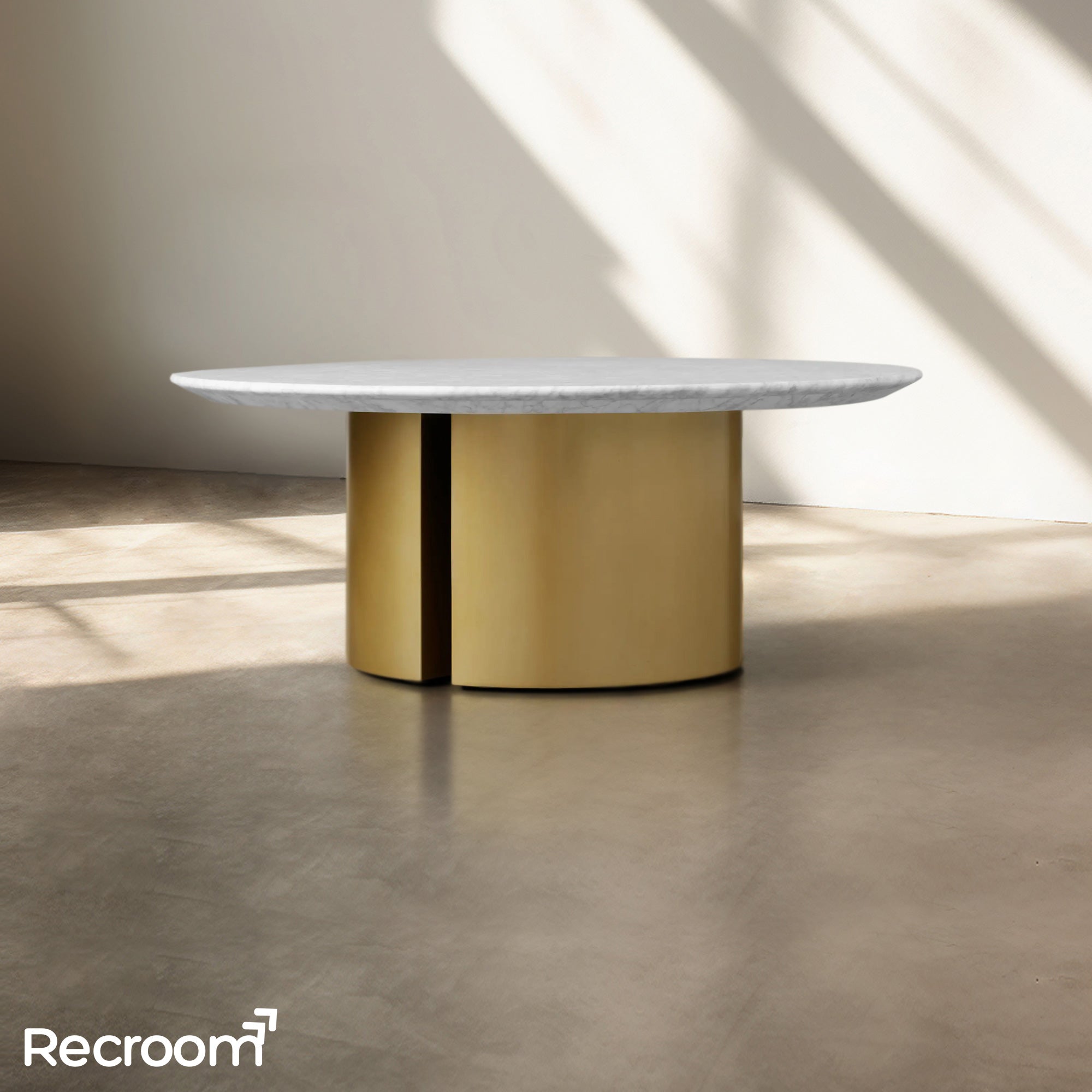 San Germani Round Coffee Table with Metal Dauphine Base - Zonesus