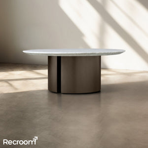 San Germani Round Coffee Table with Metal Dauphine Base - Zonesus