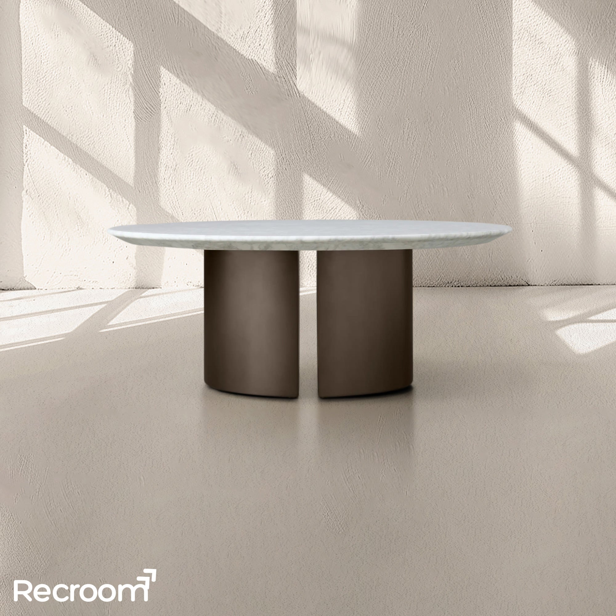San Germani Round Coffee Table with Metal Dauphine Base - Zonesus