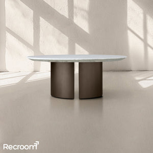 San Germani Round Coffee Table with Metal Dauphine Base - Zonesus