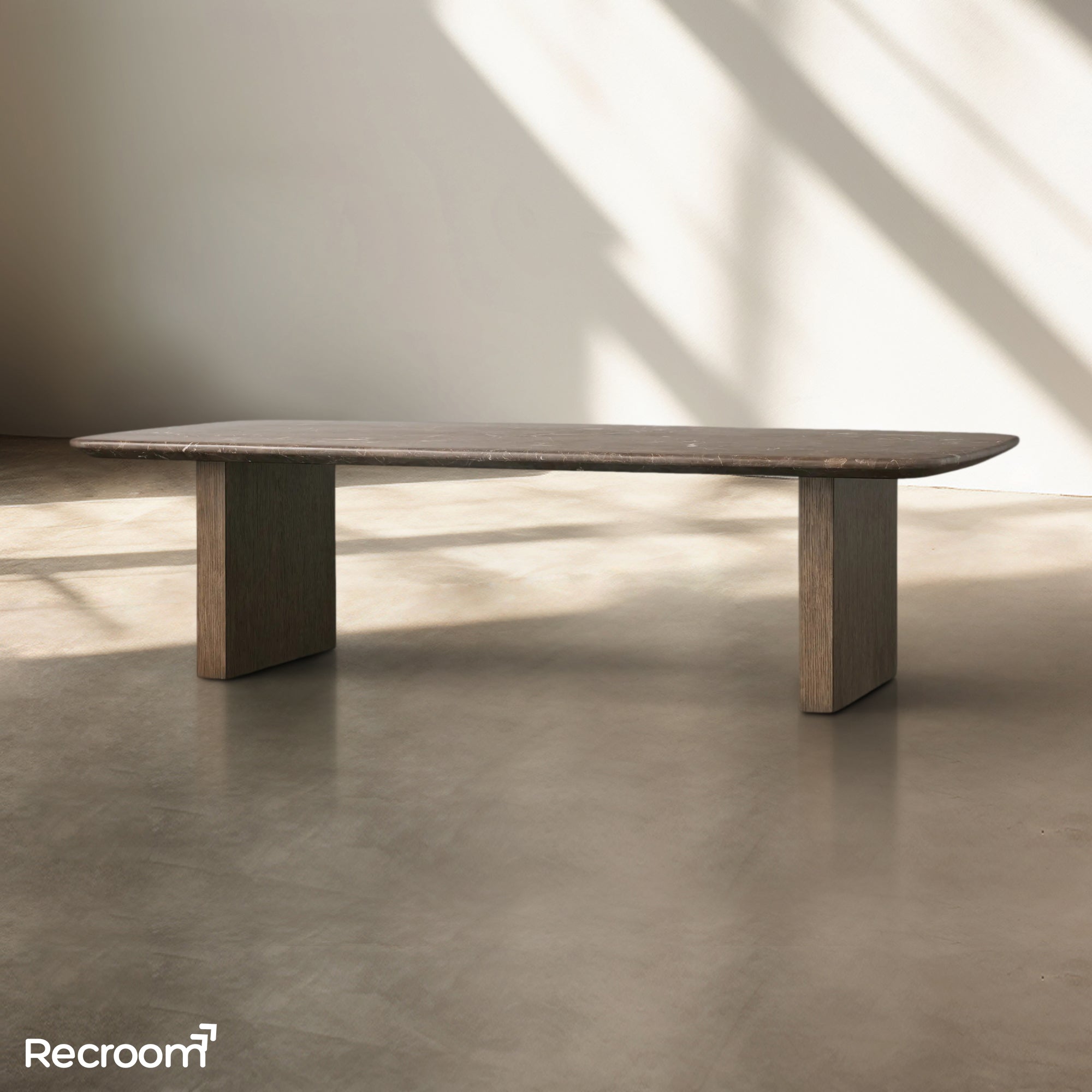 San Germani 72" Stone Coffee Table with Clement Base in Espresso - Zonesus