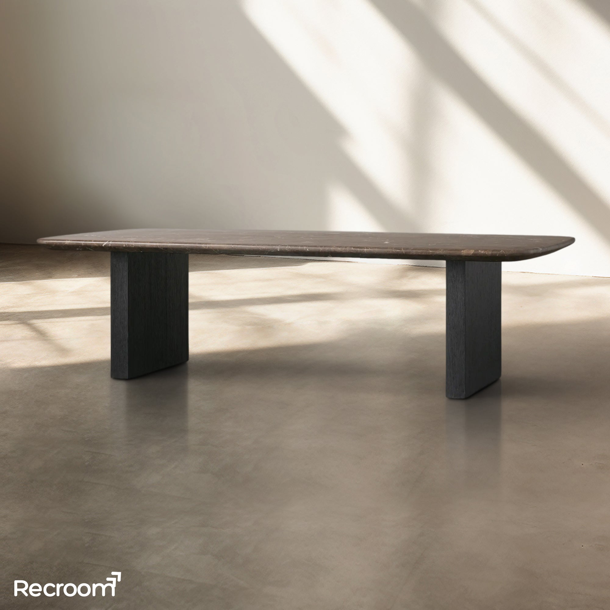San Germani 72" Stone Coffee Table with Clement Base in Espresso - Zonesus