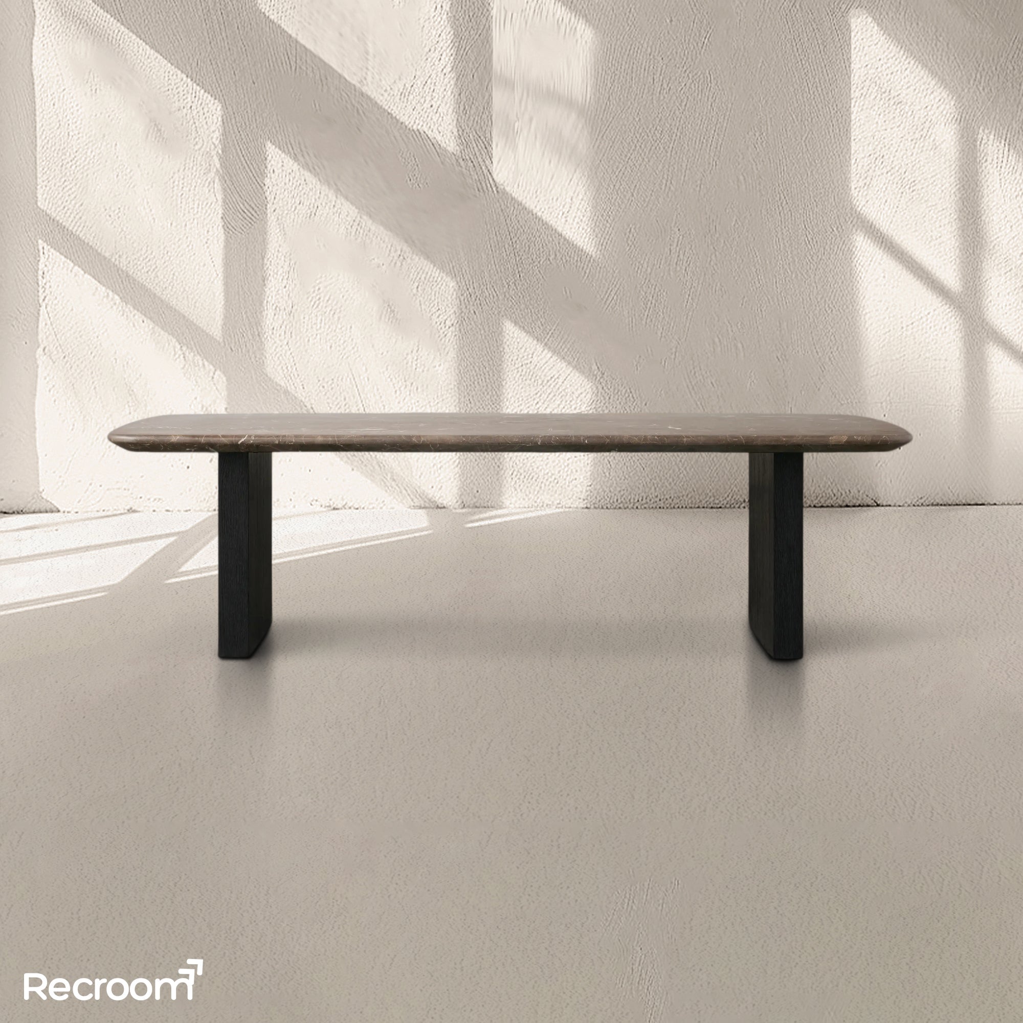 San Germani 72" Stone Coffee Table with Clement Base in Espresso - Zonesus