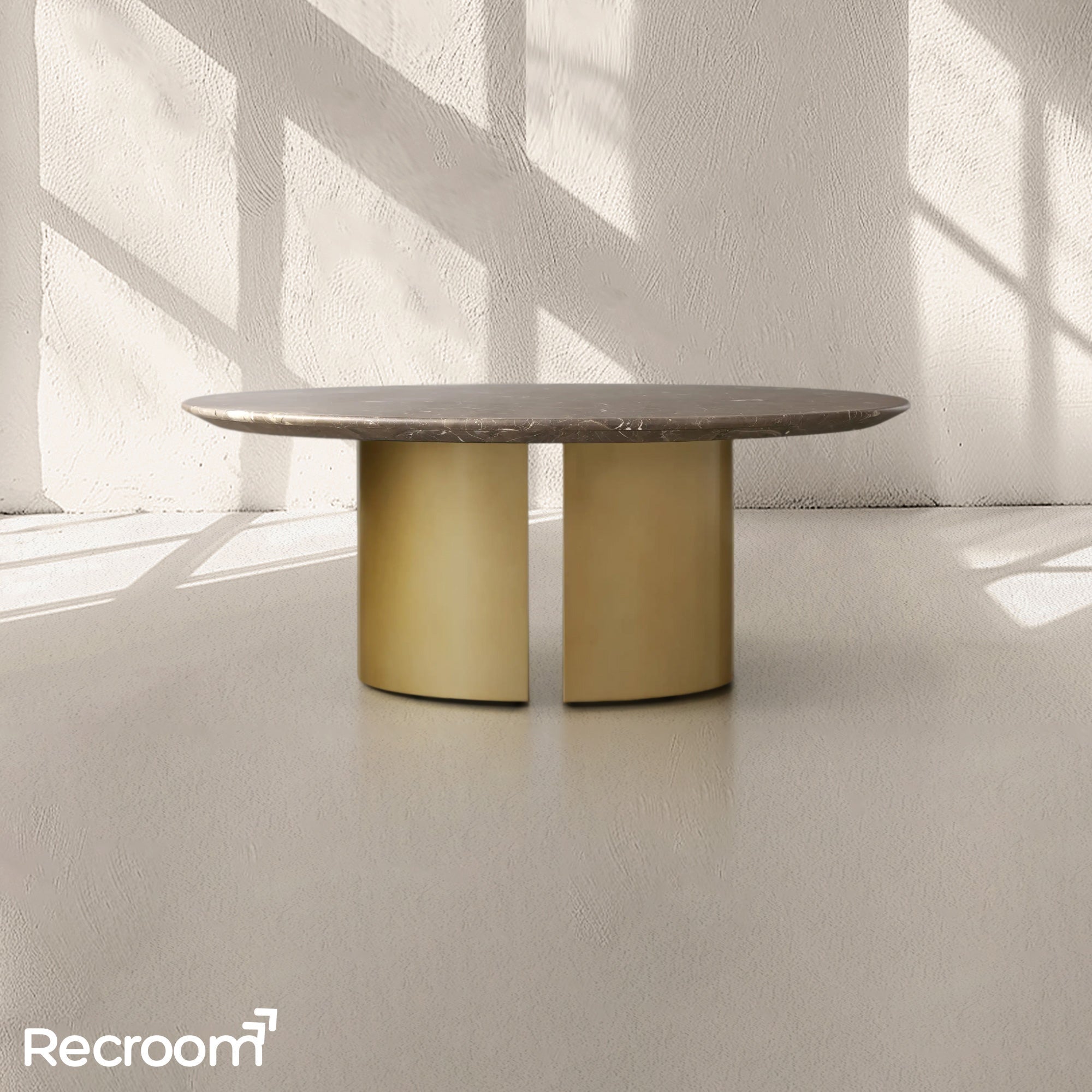San Germani Round Coffee Table with Metal Dauphine Base - Zonesus