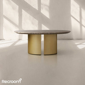 San Germani Round Coffee Table with Metal Dauphine Base - Zonesus