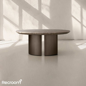 San Germani Round Coffee Table with Metal Dauphine Base - Zonesus