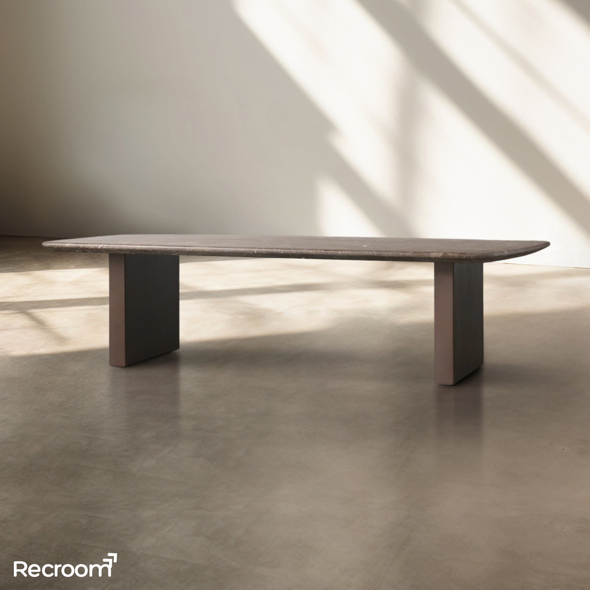 San Germani 72" Stone Coffee Table with Clement Base in Espresso - Zonesus