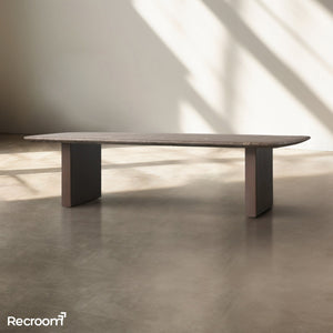 San Germani 72" Stone Coffee Table with Clement Base in Espresso - Zonesus