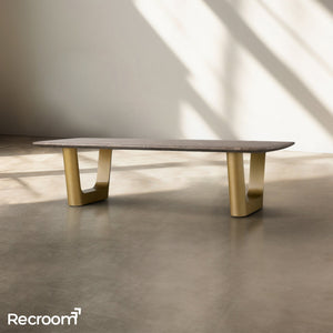 San Germani 72" Stone Coffee Table with Rennes Base in Espresso - Zonesus