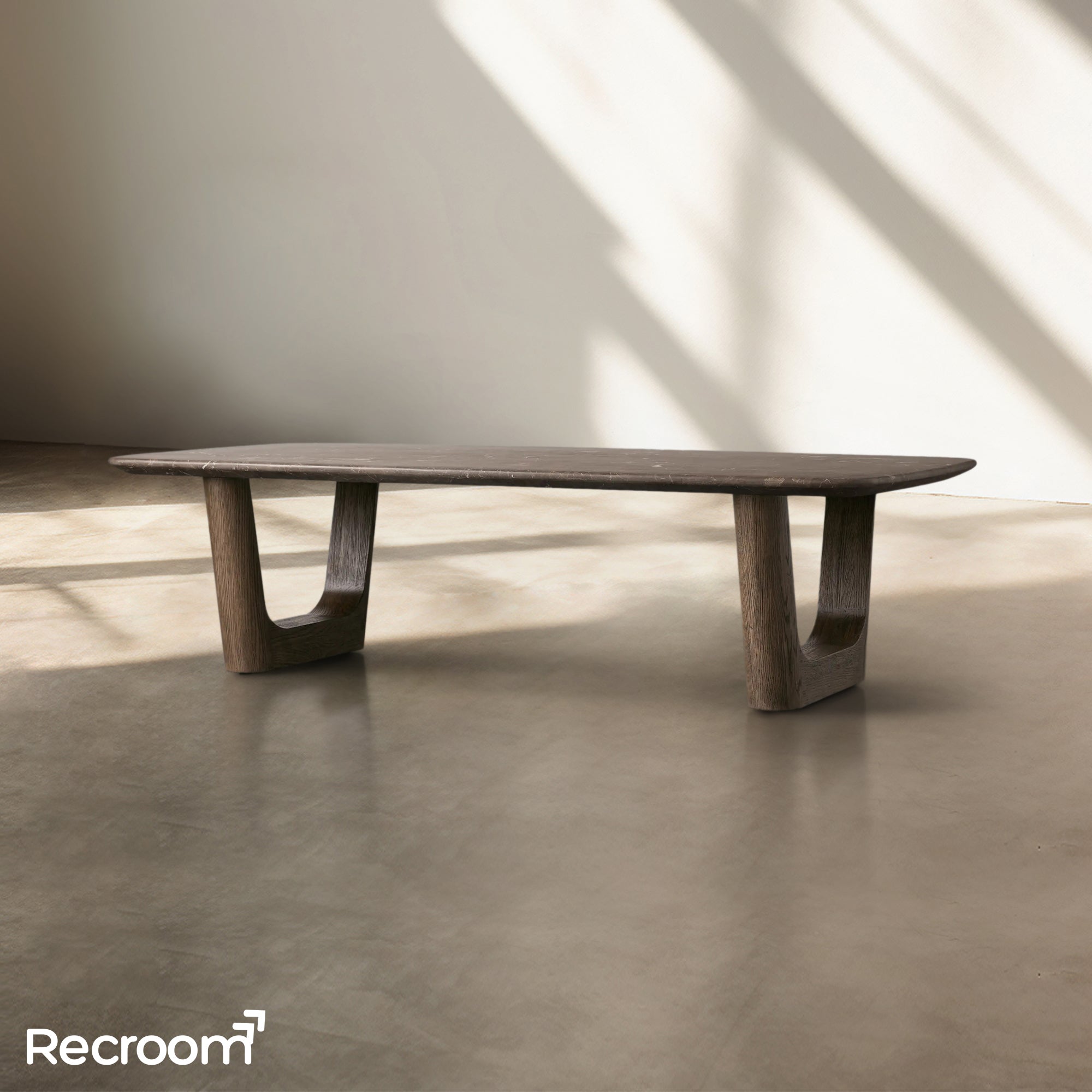 San Germani 72" Stone Coffee Table with Rennes Base in Espresso - Zonesus